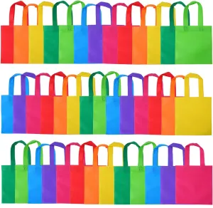 Elcoho 40 Pieces Non-Woven Party Favor Bags 8×8 Inch Resuable Goodie Gift Bag with Handles Tote Treat Bag for Birthday Party