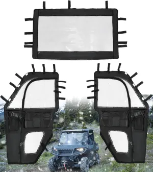 ELITEWILL Soft Window Doors and Soft Front Windshield Compatible with Ranger XP 1000, UTV Cab Enclosure Upper Doors Enclosed Protection Kit Fit for Polaris Ranger XP 1000 2017-2025