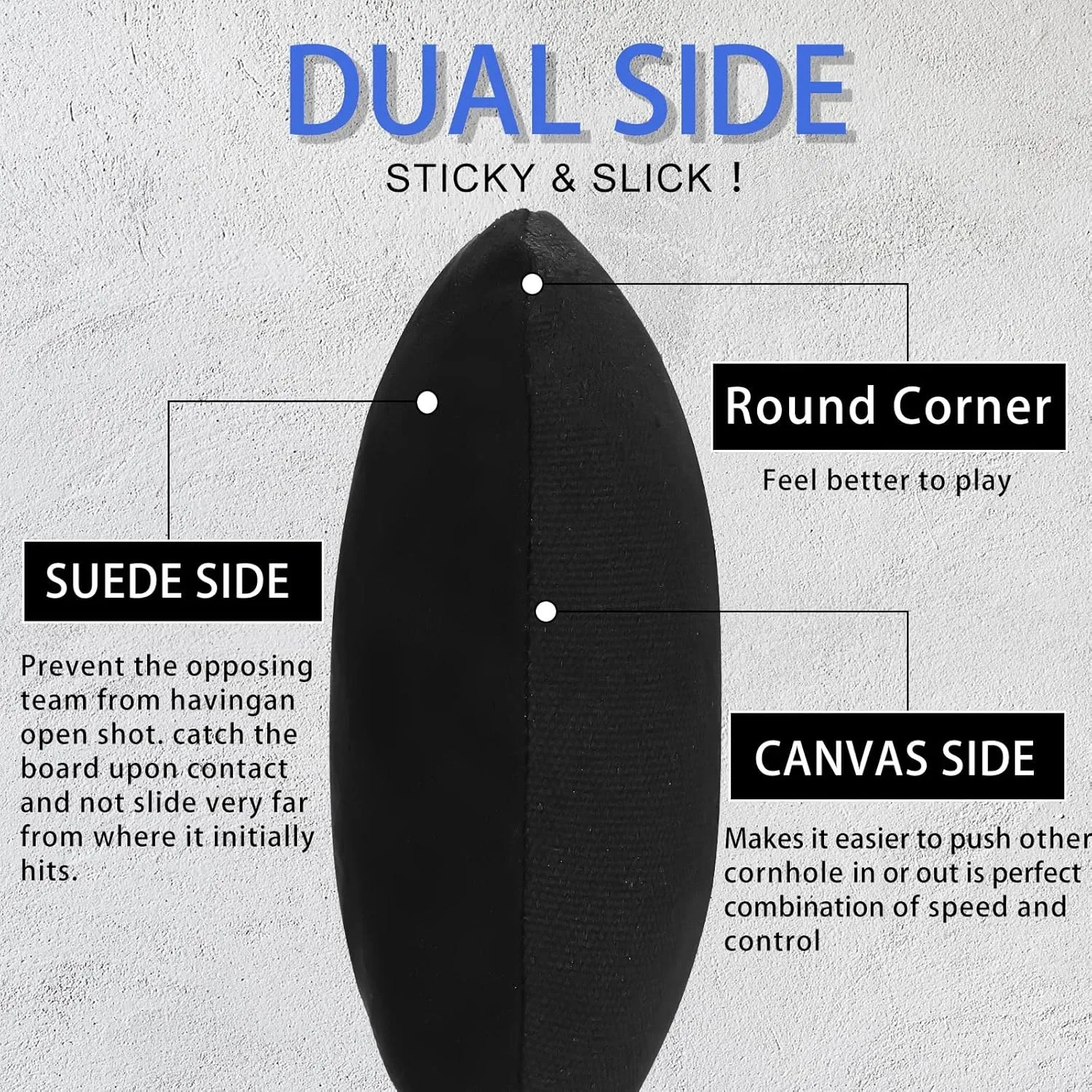EunHo Dual Sided Cornhole Bags Regulation Set of 8 Professional Cornhole Bean Bags Slick and Stick for Tossing Game-All Weather