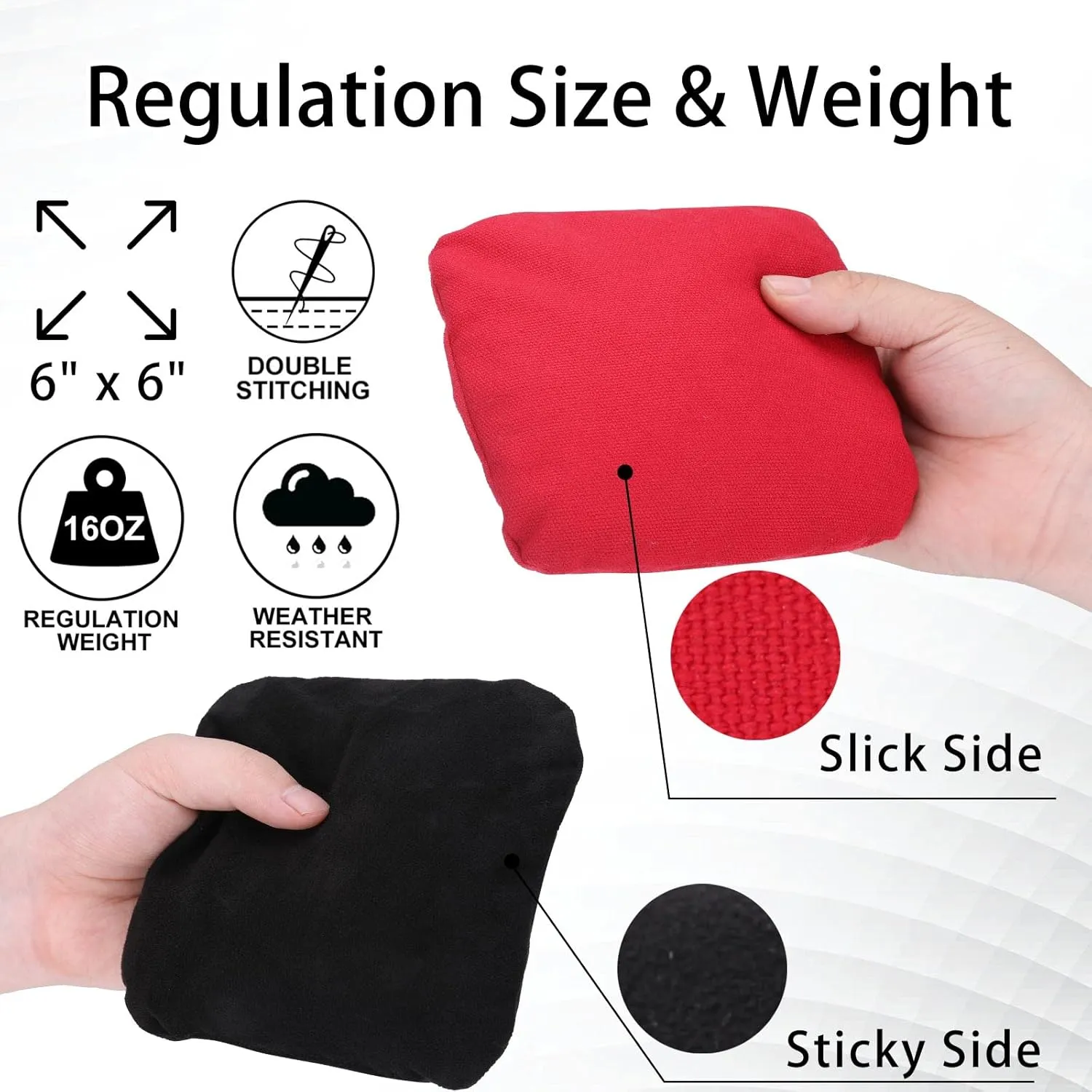 EunHo Dual Sided Cornhole Bags Regulation Set of 8 Professional Cornhole Bean Bags Slick and Stick for Tossing Game-All Weather