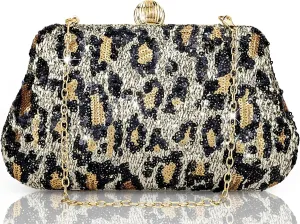 Evening Bag Small Clutch Purses Leopard Purse Formal Wedding Handbag for Women Fashion Crossbody Bags With Chain