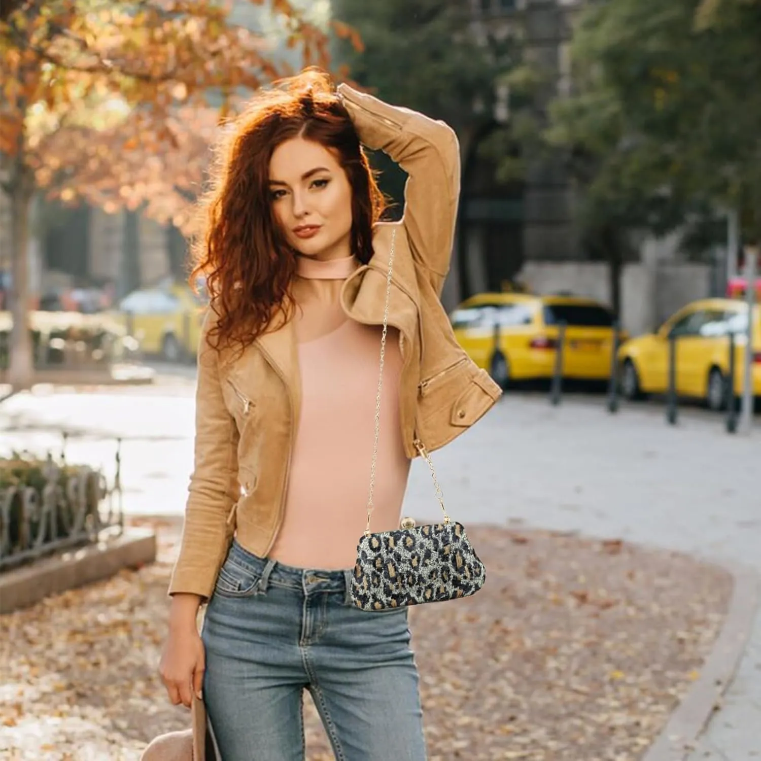 Evening Bag Small Clutch Purses Leopard Purse Formal Wedding Handbag for Women Fashion Crossbody Bags With Chain