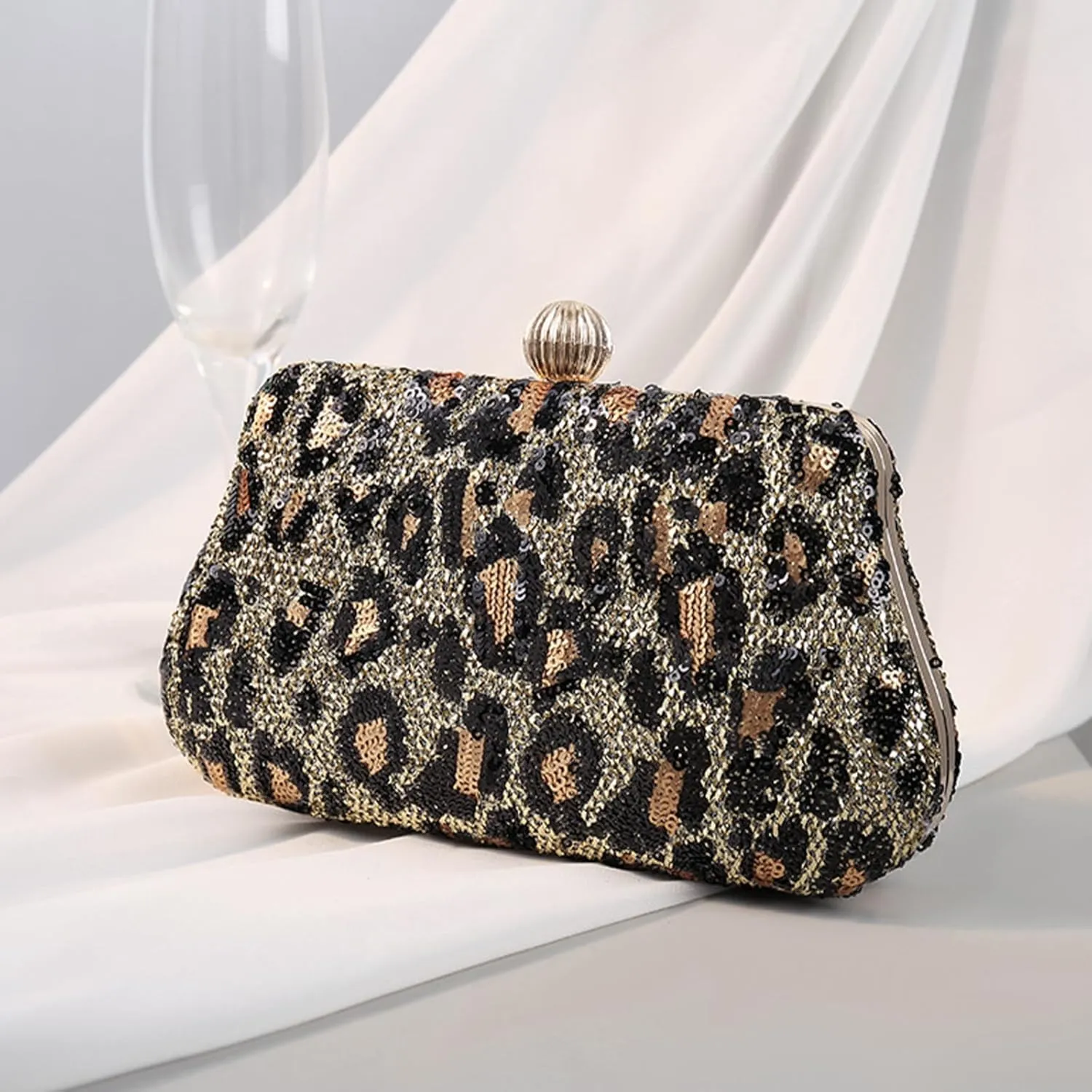 Evening Bag Small Clutch Purses Leopard Purse Formal Wedding Handbag for Women Fashion Crossbody Bags With Chain