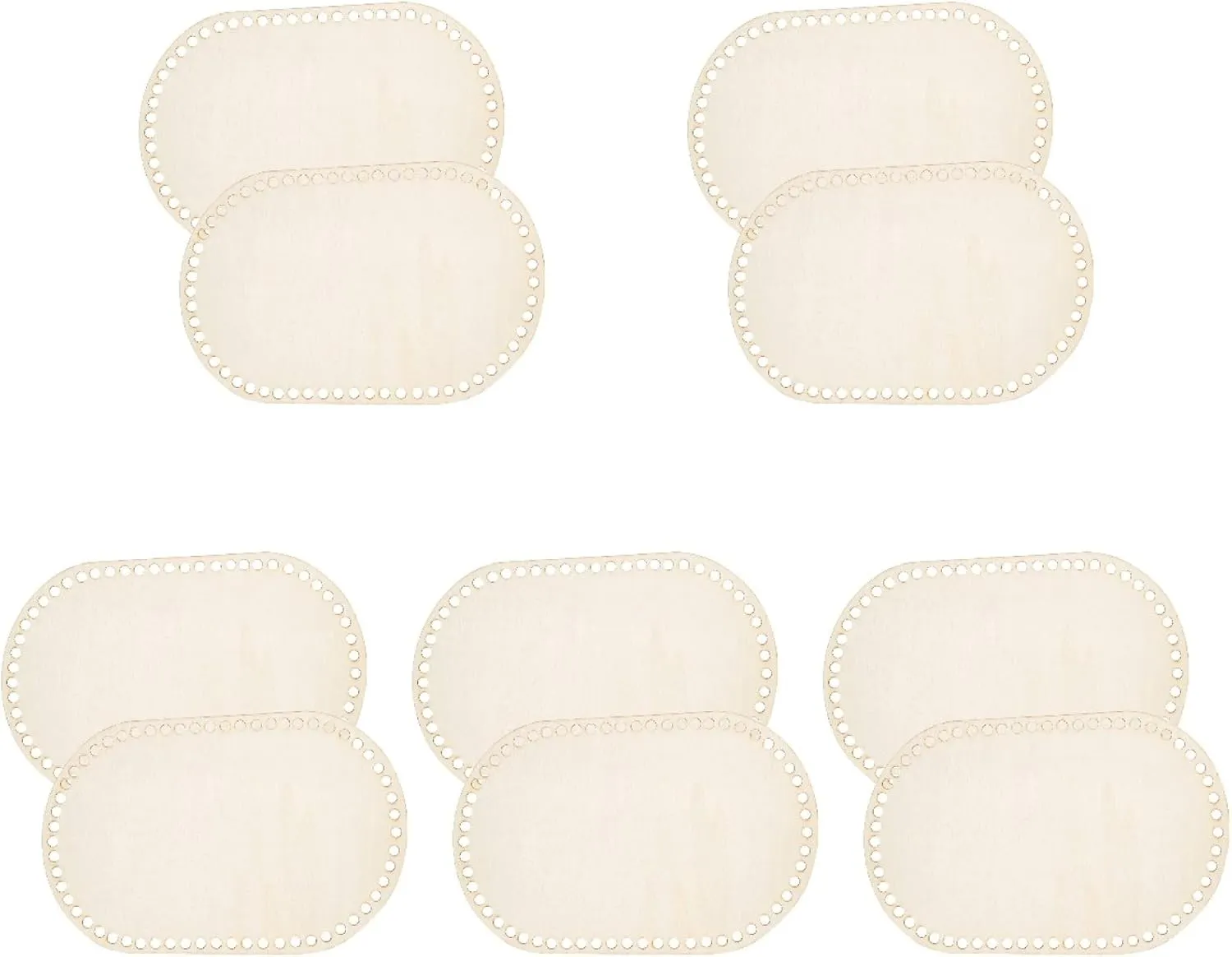 EXCEART 10Pcs Wooden Oval Craft Base for DIY Purses & Bags