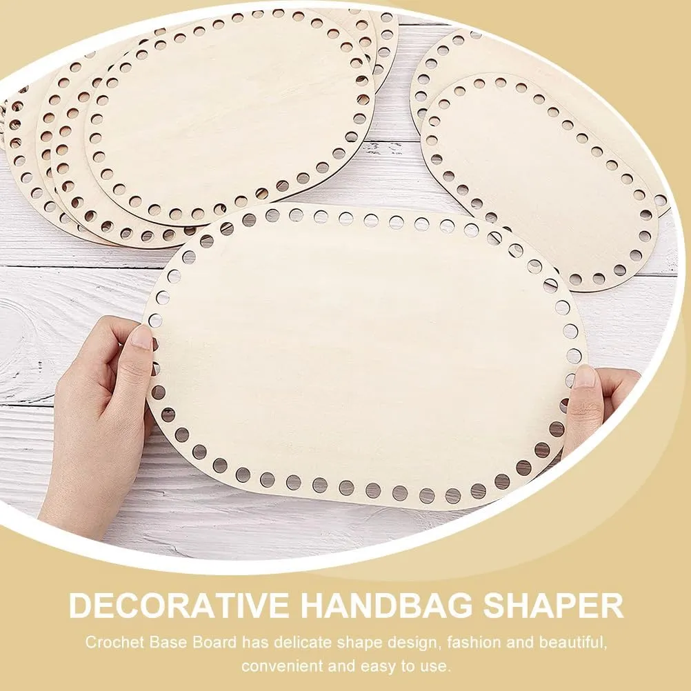 EXCEART 10Pcs Wooden Oval Craft Base for DIY Purses & Bags