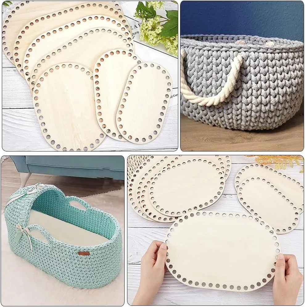 EXCEART 10Pcs Wooden Oval Craft Base for DIY Purses & Bags