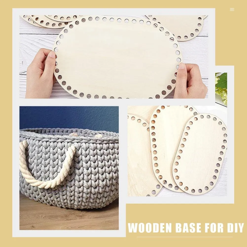 EXCEART 10Pcs Wooden Oval Craft Base for DIY Purses & Bags