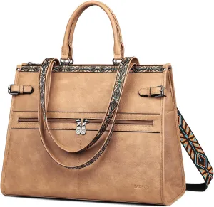 FADEON Laptop Bag for Women Designer PU Leather Large Tote Bags Packpack Purses with 15.6 Laptop Compartment Shoulder Handbag