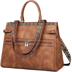 FADEON Laptop Bag for Women Designer PU Leather Large Tote Bags Packpack Purses with 15.6 Laptop Compartment Shoulder Handbag