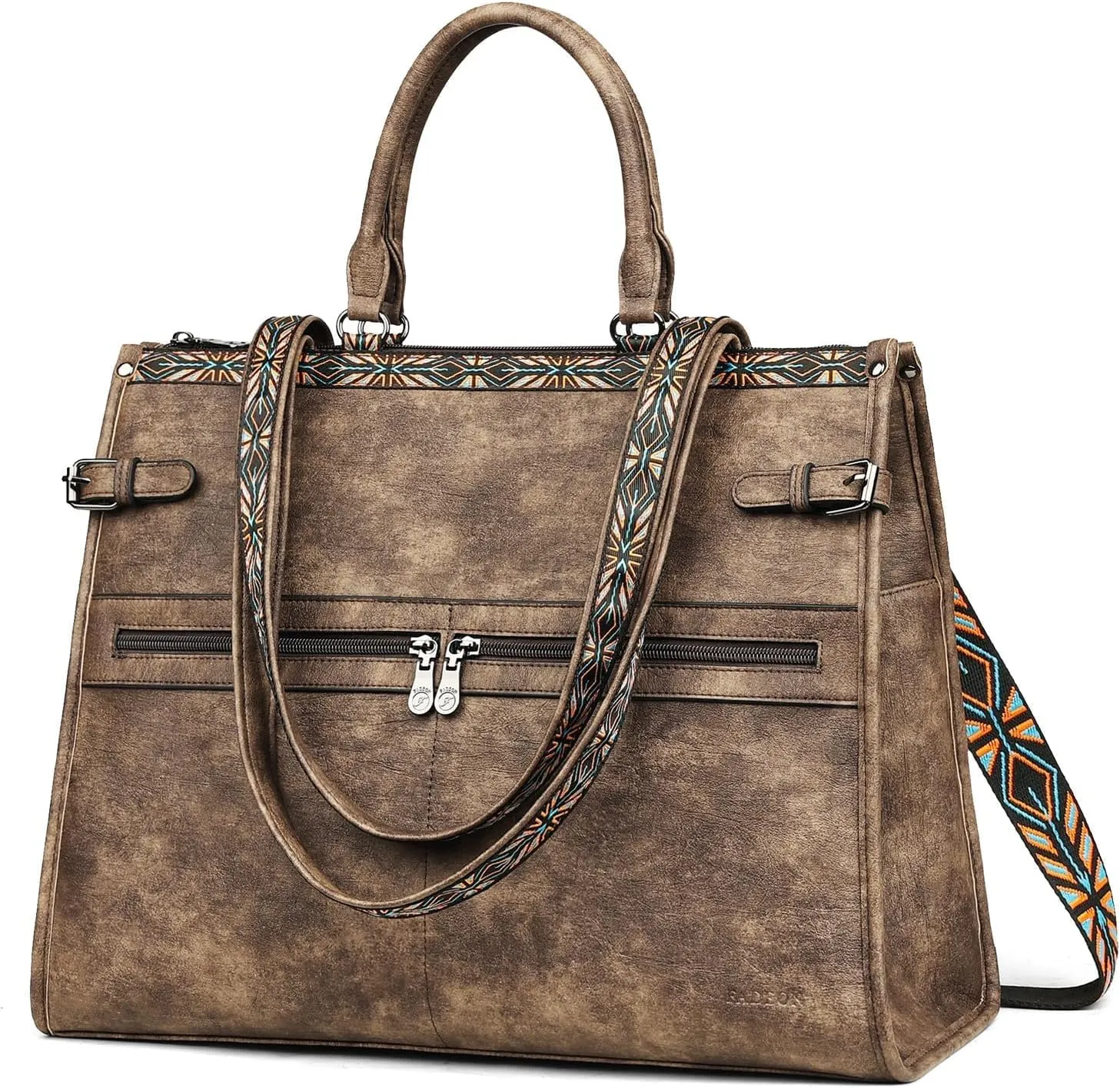 FADEON Laptop Bag for Women Designer PU Leather Large Tote Bags Packpack Purses with 15.6 Laptop Compartment Shoulder Handbag