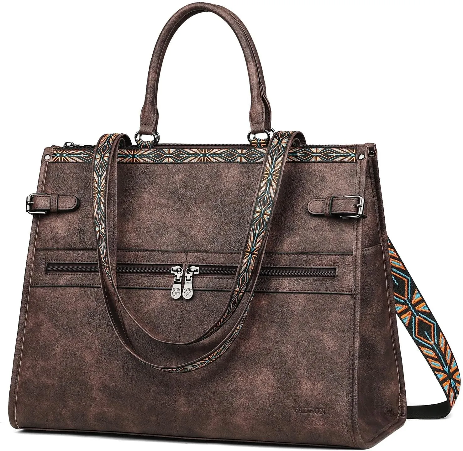 FADEON Laptop Bag for Women Designer PU Leather Large Tote Bags Packpack Purses with 15.6 Laptop Compartment Shoulder Handbag