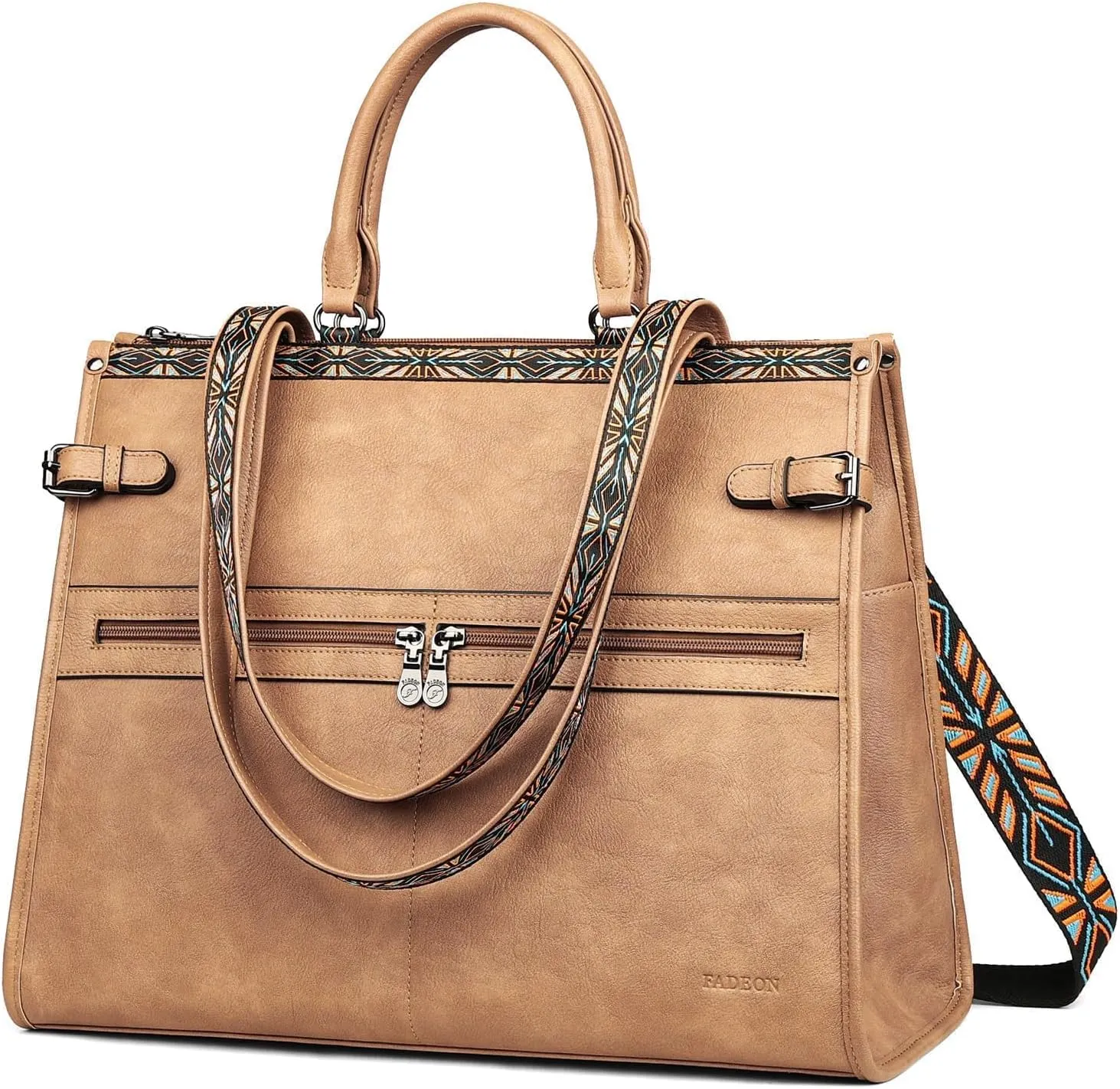 FADEON Laptop Bag for Women Designer PU Leather Large Tote Bags Packpack Purses with 15.6 Laptop Compartment Shoulder Handbag