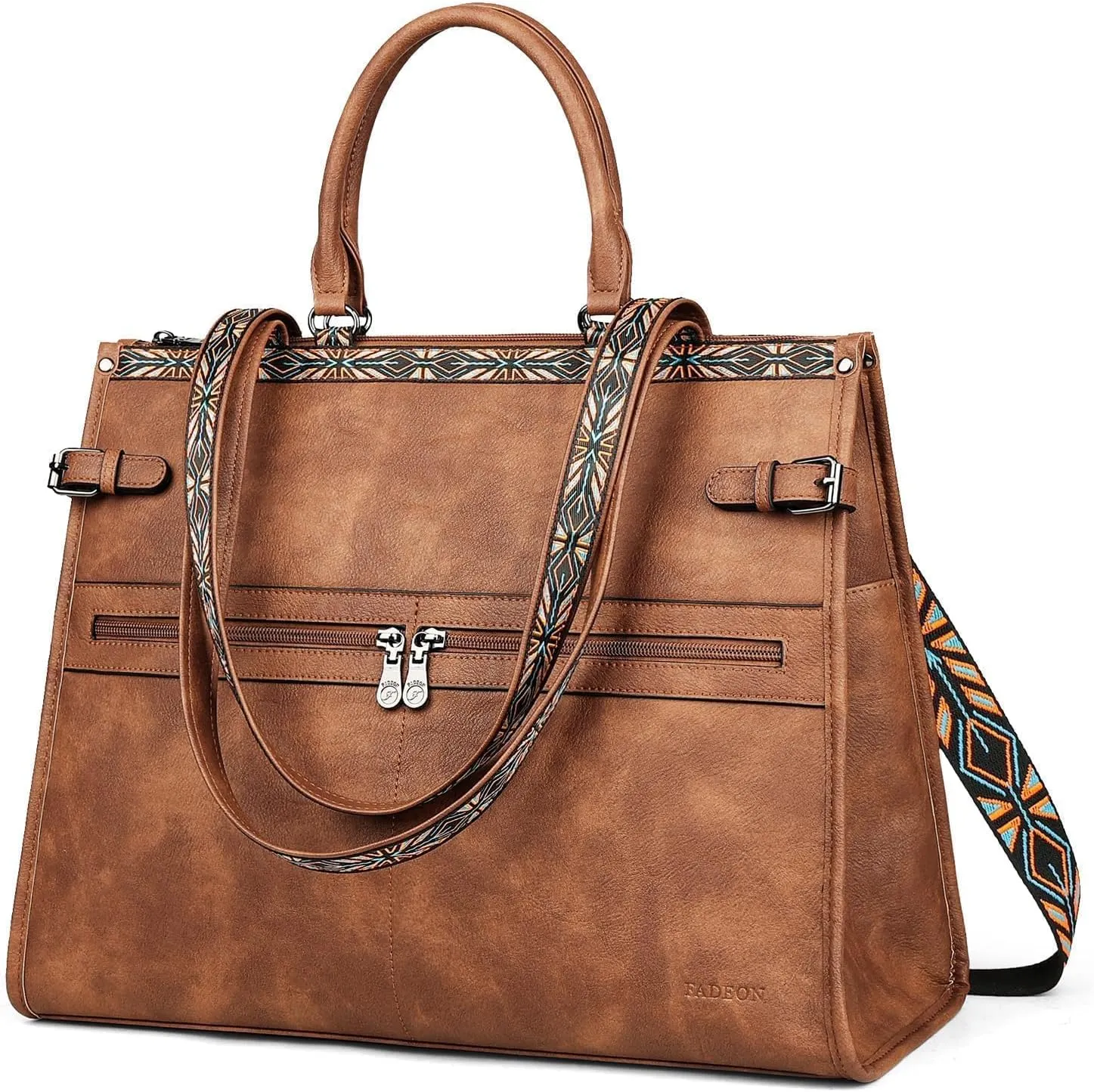 FADEON Laptop Bag for Women Designer PU Leather Large Tote Bags Packpack Purses with 15.6 Laptop Compartment Shoulder Handbag