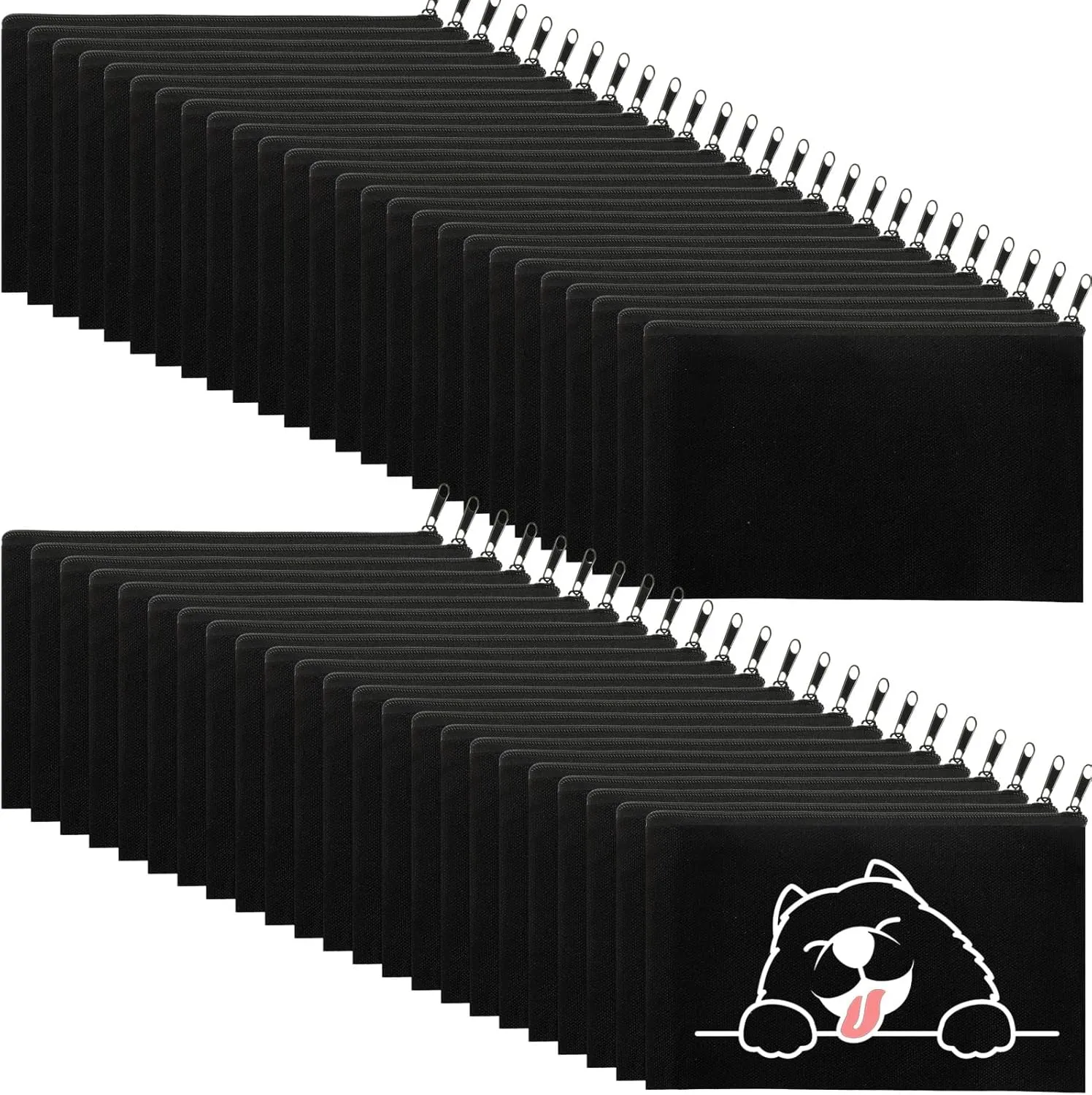 Fainne 100 Pieces Blank DIY Craft Canvas Makeup Bags Bulk Canvas Pencil Pouch 7.1 x 4.3 Inch Blank Zipper Pouch Multi Purpose Cosmetic Bags Pencil Case for Pen Travel Women(Black)