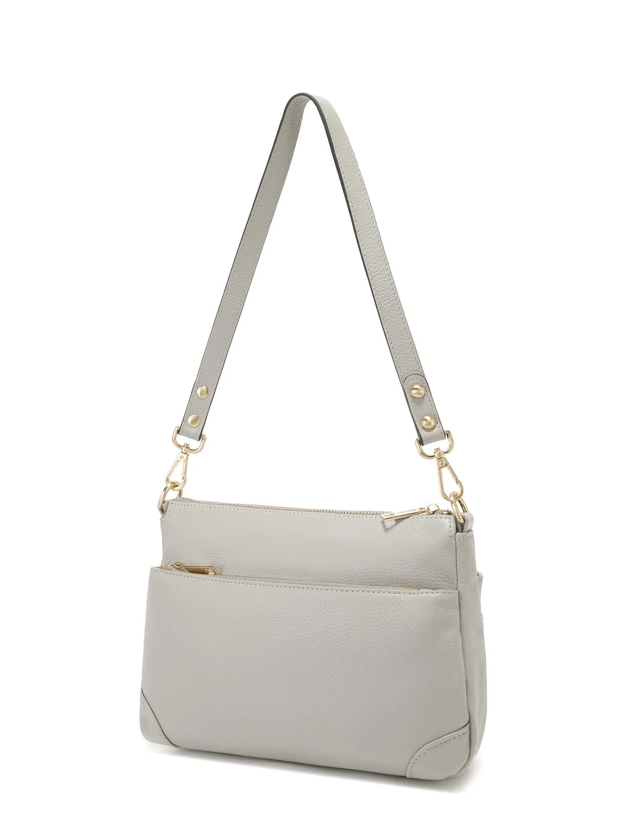 FAITH LEATHER CROSS BODY BAG- E1-0749-PEBBLE