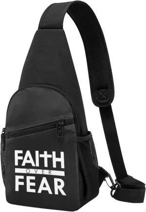 Faith Over Fear Bible Scripture Verse Christian Chest Pack Leisure Shoulder Crossbody Chest Bag