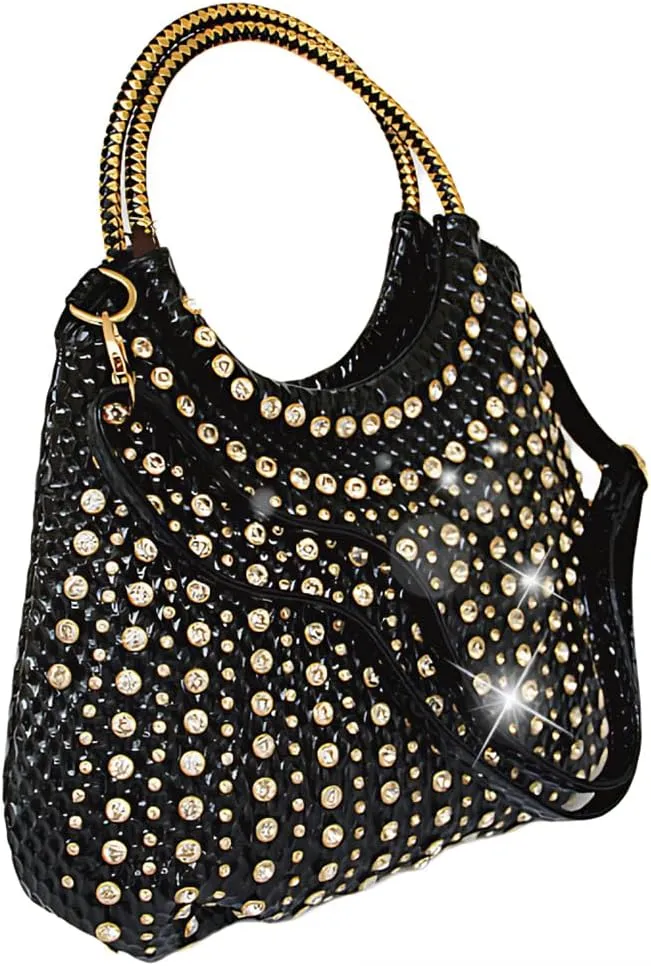 Fashion Diamonds Tote Bag For Women Handbags Leather Hobo Bag Shoulder Bag Rhinestone Messenger Crossbody Bags