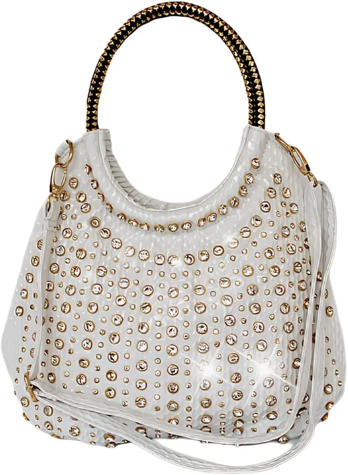 Fashion Diamonds Tote Bag For Women Handbags Leather Hobo Bag Shoulder Bag Rhinestone Messenger Crossbody Bags