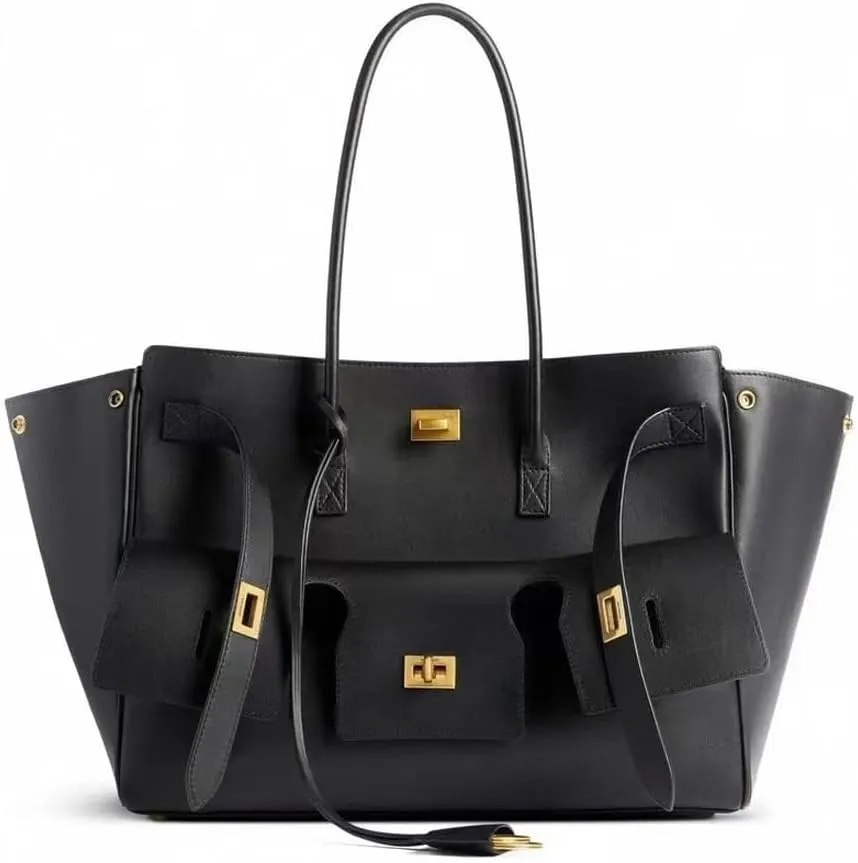 Fashionable Retro Genuine Leather Motorcycle Bag Large Capacity Cowhide tote bag Commuter Shoulder Bag Multi-pocket Design