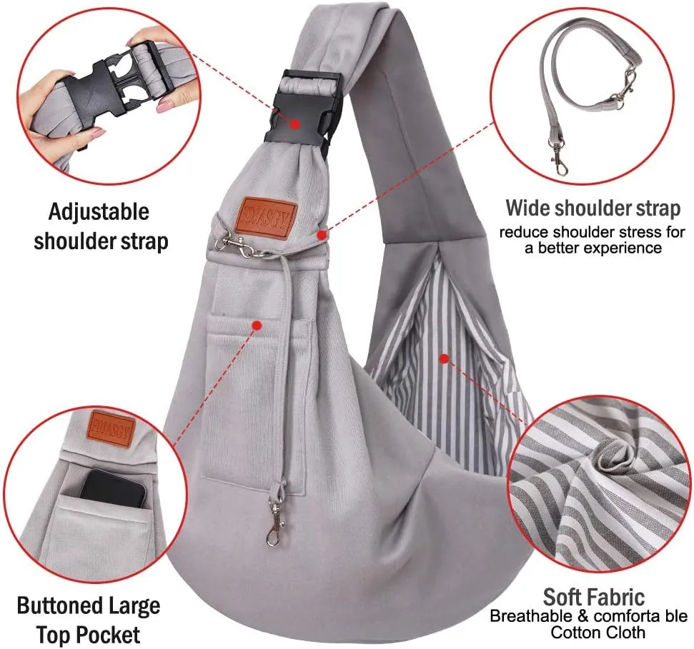 FDJASGY Small Dog Sling Cat Carrier Adjustable Strap Hands Free Reversible Pet Puppy Travel Bag Backpack for Outdoor Travel