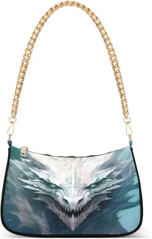 Fierce Dragon Shoulder Bag for Women, Handbag with Chain Strap, Soft Purse Tote Bag for Ladies