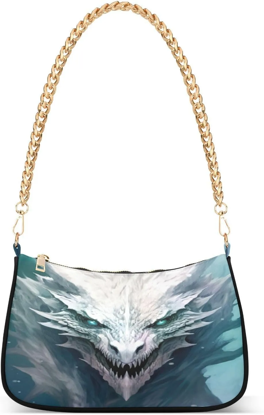 Fierce Dragon Shoulder Bag for Women, Handbag with Chain Strap, Soft Purse Tote Bag for Ladies