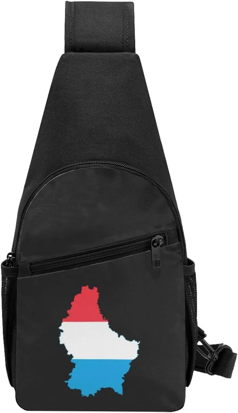 Flag Map of Luxembourg Chest Pack Leisure Shoulder Crossbody Chest Bag
