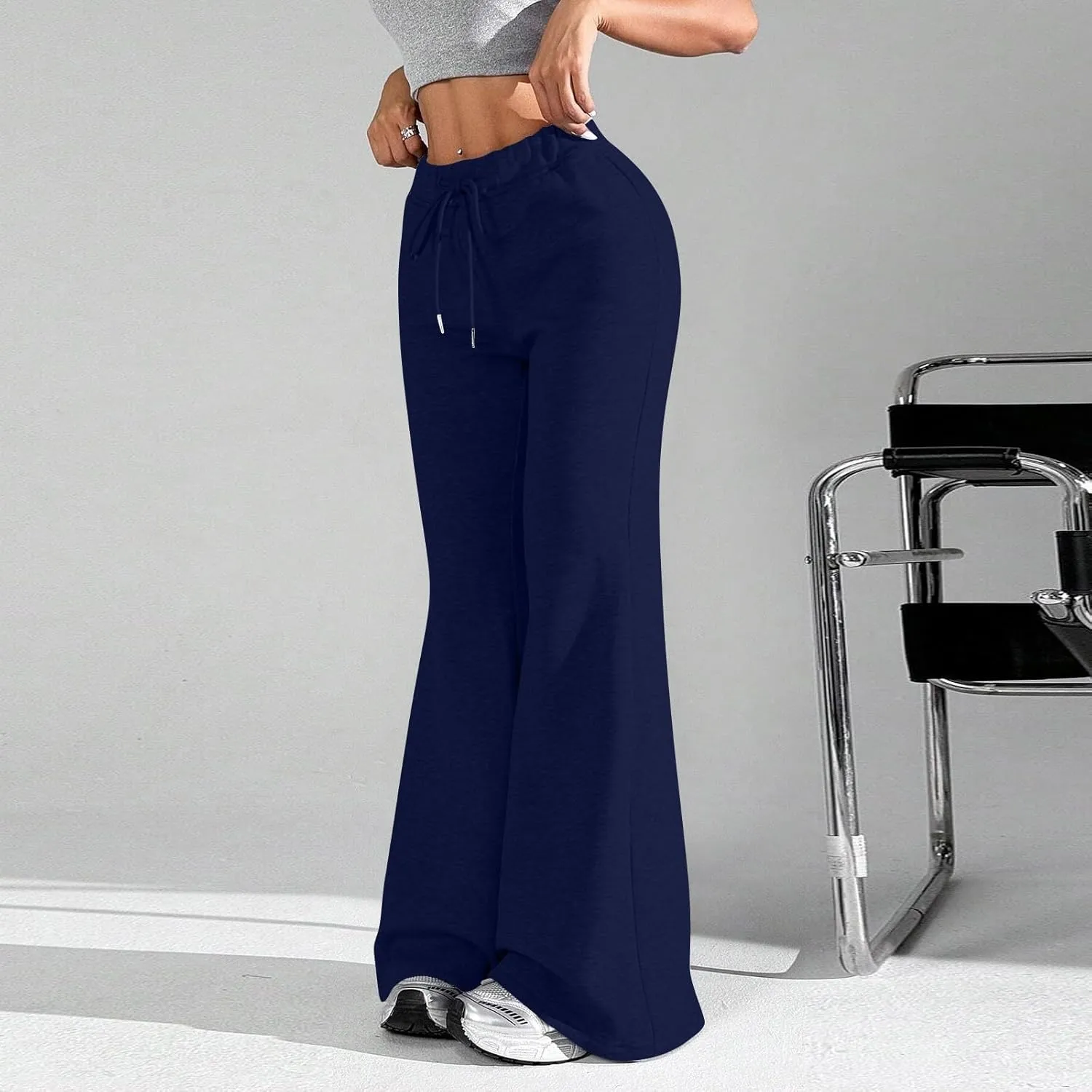 Flare Sweatpants Women Fleece Lined Comfy Warm Wide Leg Sweatpants Casual Soft Elastic High Waisted Flare Yoga Pants