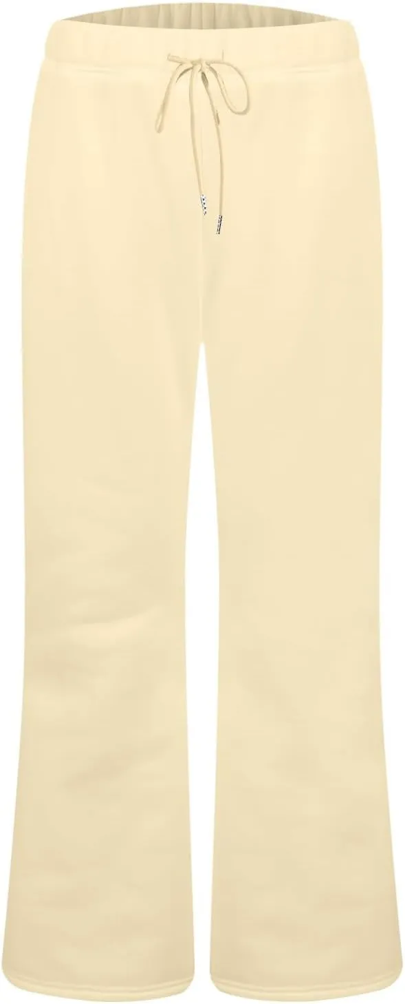 Flare Sweatpants Women Fleece Lined Comfy Warm Wide Leg Sweatpants Casual Soft Elastic High Waisted Flare Yoga Pants