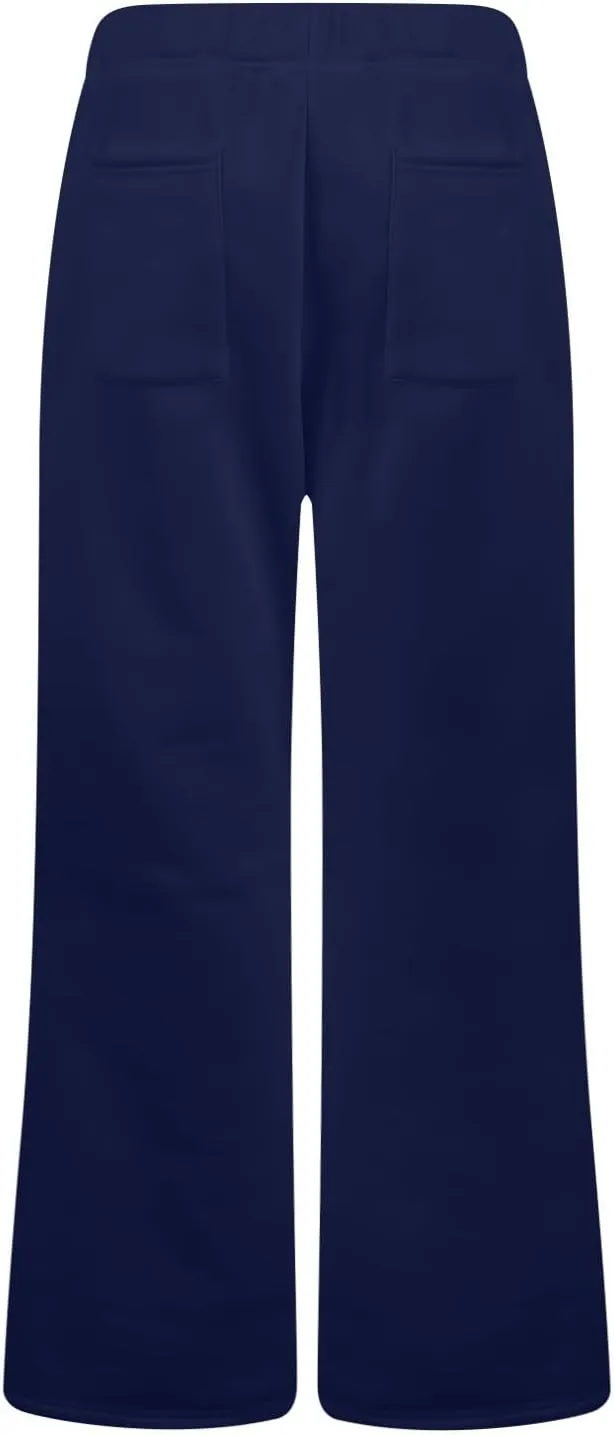 Flare Sweatpants Women Fleece Lined Comfy Warm Wide Leg Sweatpants Casual Soft Elastic High Waisted Flare Yoga Pants