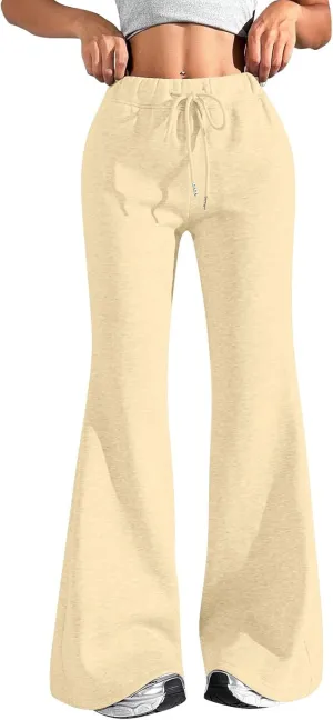 Flare Sweatpants Women Fleece Lined Comfy Warm Wide Leg Sweatpants Casual Soft Elastic High Waisted Flare Yoga Pants