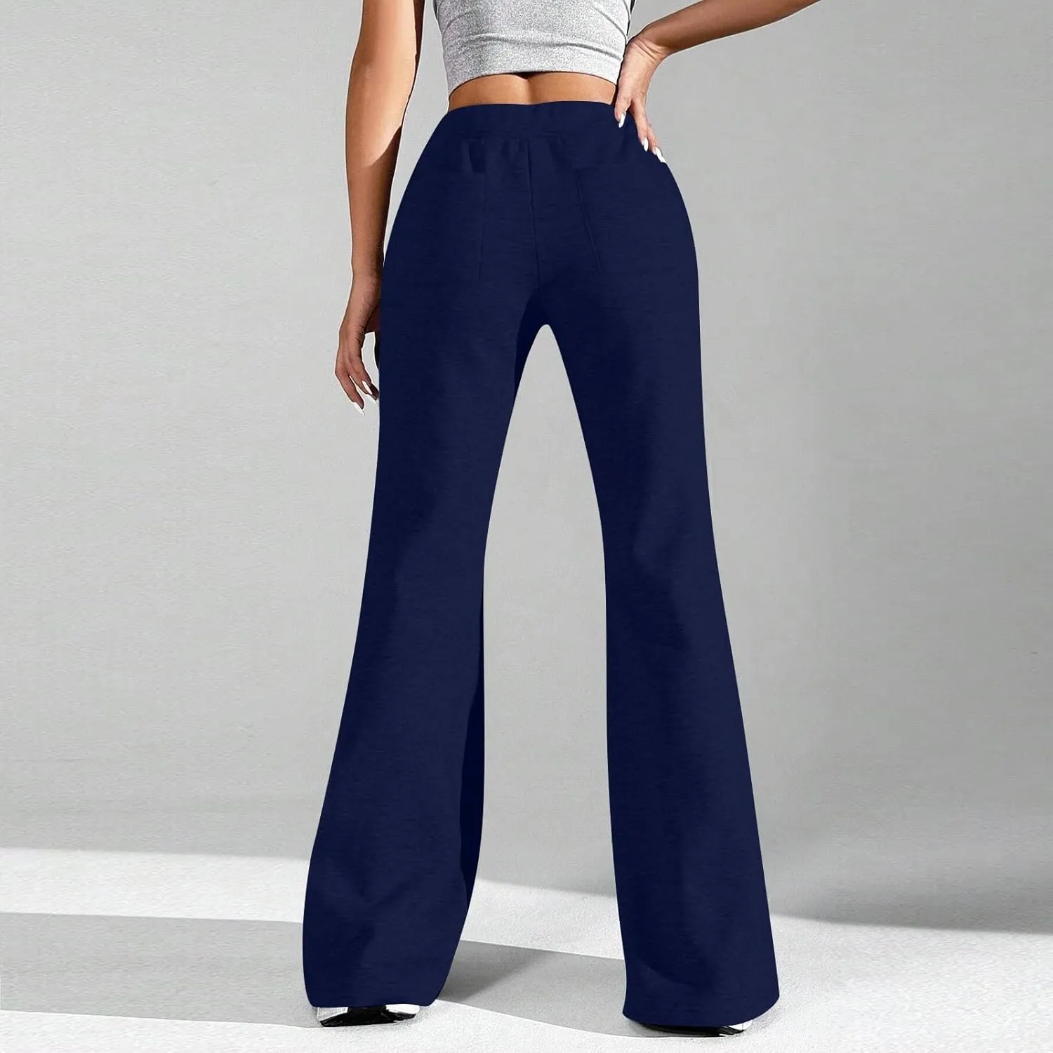 Flare Sweatpants Women Fleece Lined Comfy Warm Wide Leg Sweatpants Casual Soft Elastic High Waisted Flare Yoga Pants
