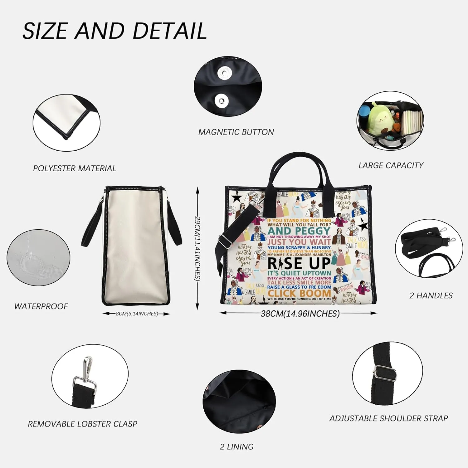 FOTAP Musical Movie Quotes Tote Bag Musical Inspire Shoulder Bag Drama Musical Lover Gift