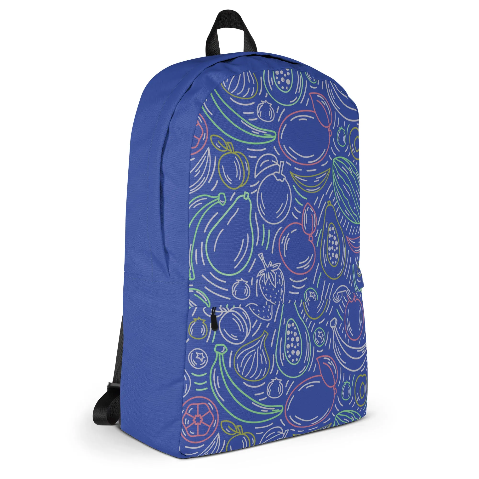 Fruit Frenzy Backpack - Colorful Outlines on Blue Bliss