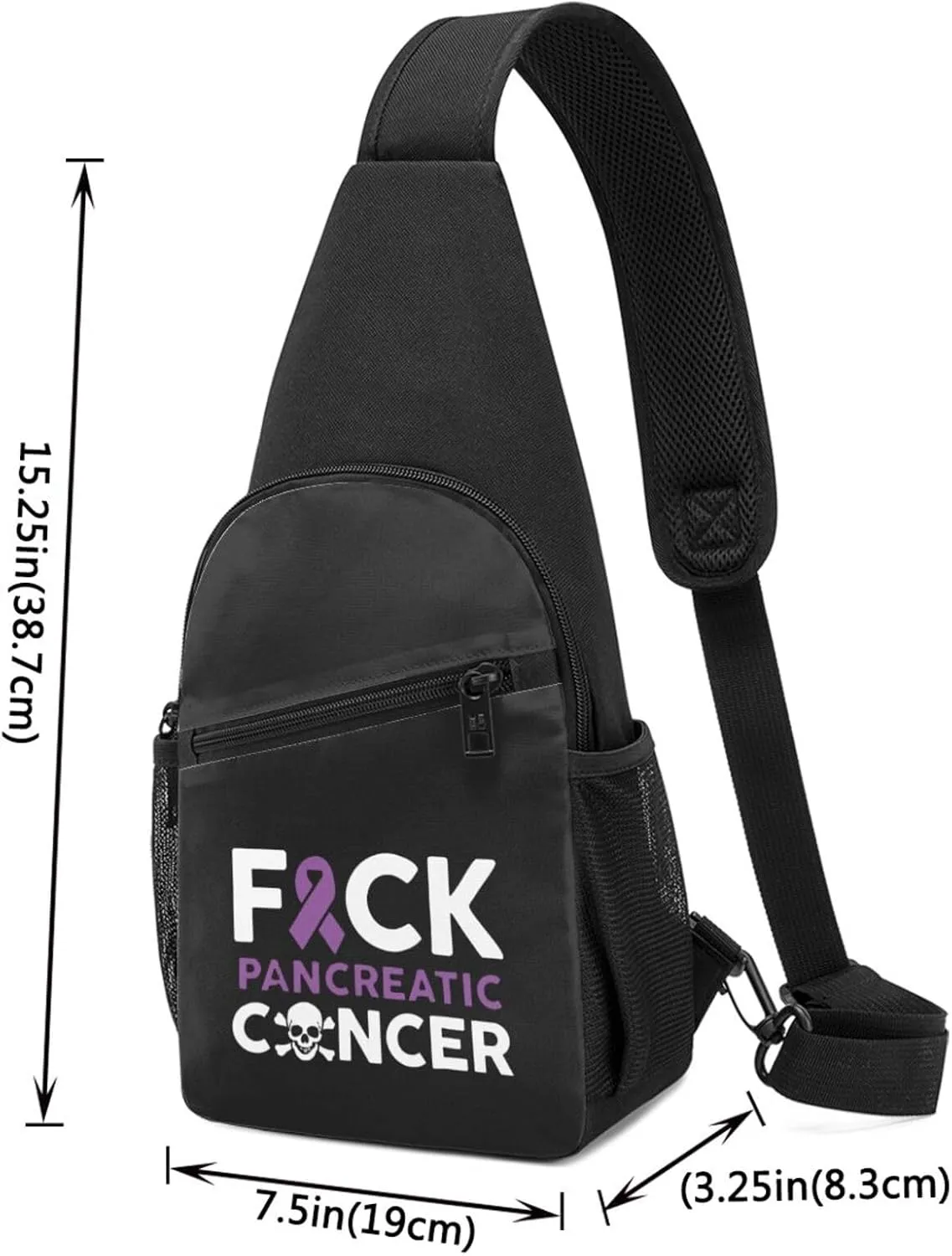 Fuck Pancreatic Cancer Chest Pack Leisure Shoulder Crossbody Chest Bag