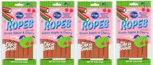 Generic Green Apple Cherry Soft & Chewy Ropes Candy (Pack Of 4 Bags) 4 oz.