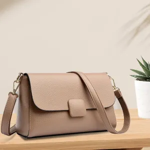 Genuine Leather Crossbody Bag for Women, Small Soft Cowhide Shoulder Purse, Magnetic Closure, Adjustable Strap
