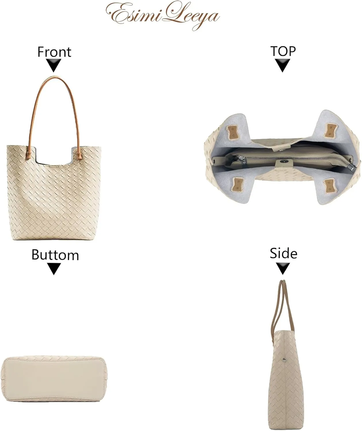 Genuine Leather Shoulder Bags for Women with Top Handle Woven Pattern Summer Women's Tote Bag