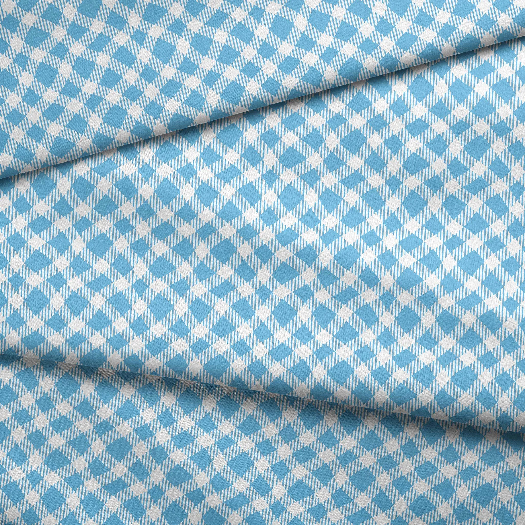 Geo Pop Wave - Blue Plaid Fabric