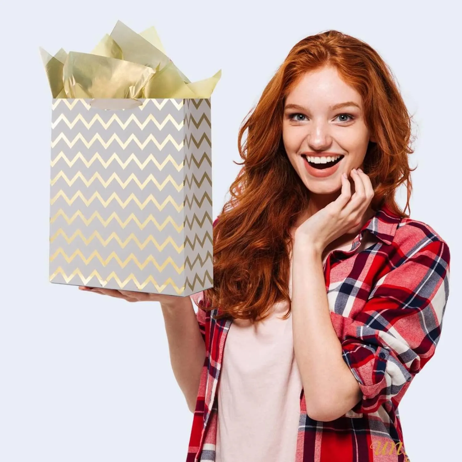 Geometric Shapes Prints Large Gift Bags Bulk with Tissue Paper, Pack of 12