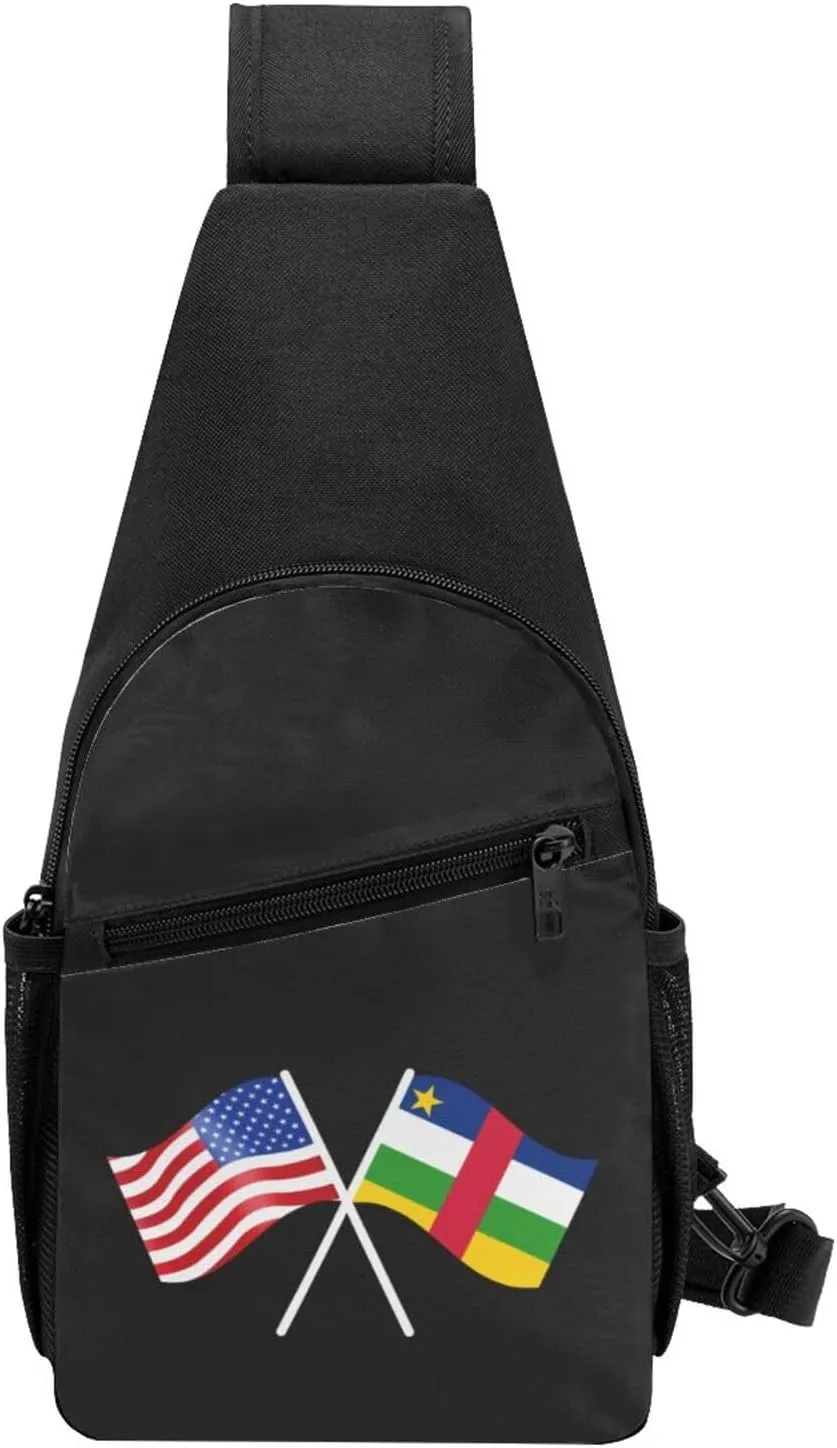 GERRIT American And Central African Republic Flag Chest Pack Leisure Shoulder Crossbody Chest Bag