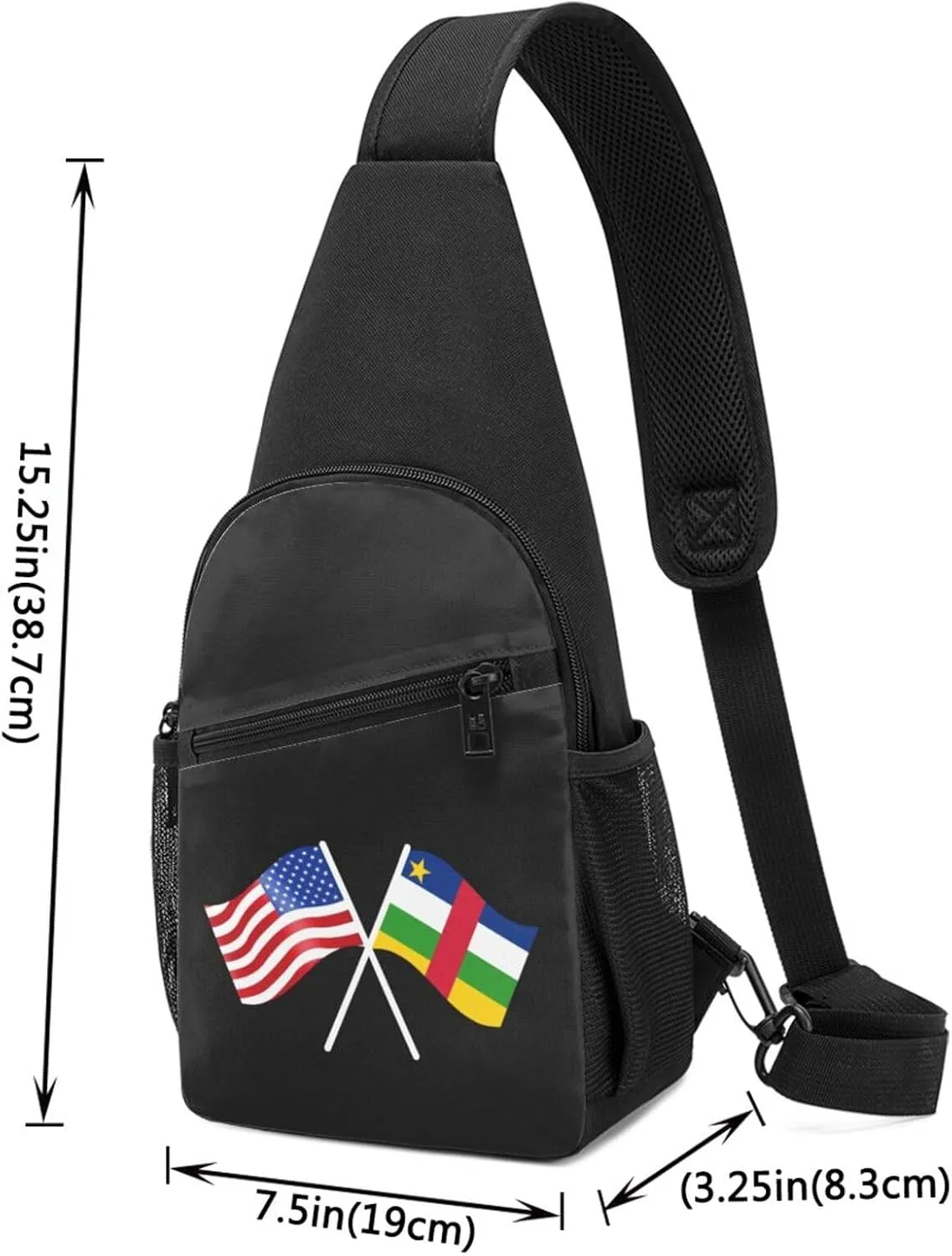 GERRIT American And Central African Republic Flag Chest Pack Leisure Shoulder Crossbody Chest Bag