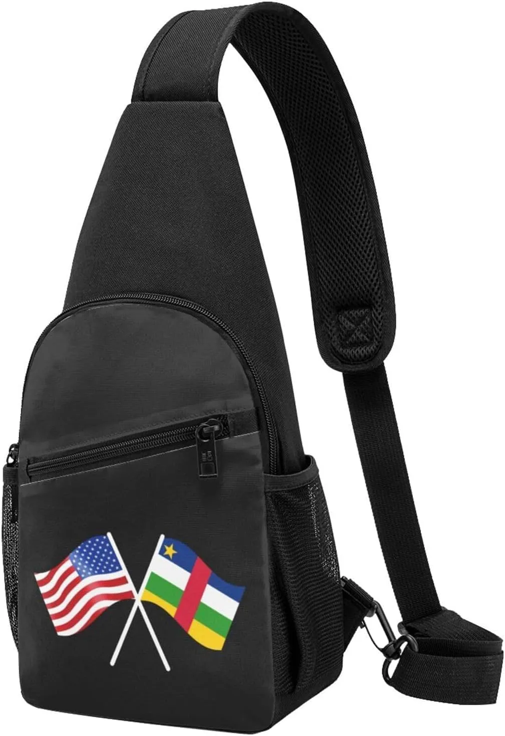 GERRIT American And Central African Republic Flag Chest Pack Leisure Shoulder Crossbody Chest Bag