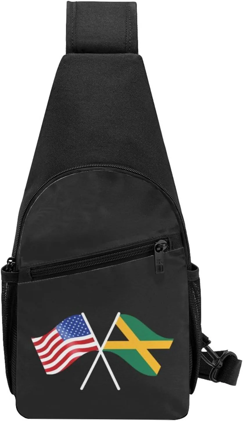 GERRIT American And Jamaica Flag Chest Pack Leisure Shoulder Crossbody Chest Bag