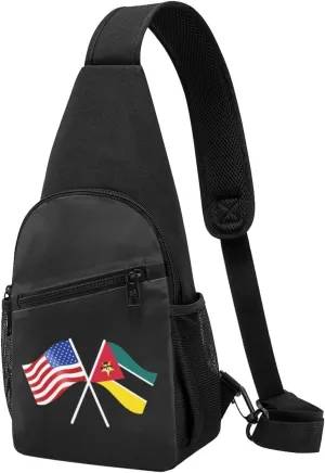 GERRIT American And Mozambique Flag Chest Pack Leisure Shoulder Crossbody Chest Bag