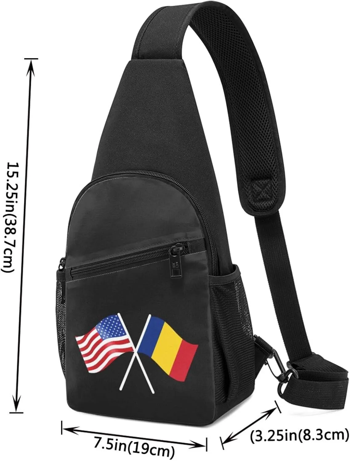 GERRIT American And Romania Flag Chest Pack Leisure Shoulder Crossbody Chest Bag