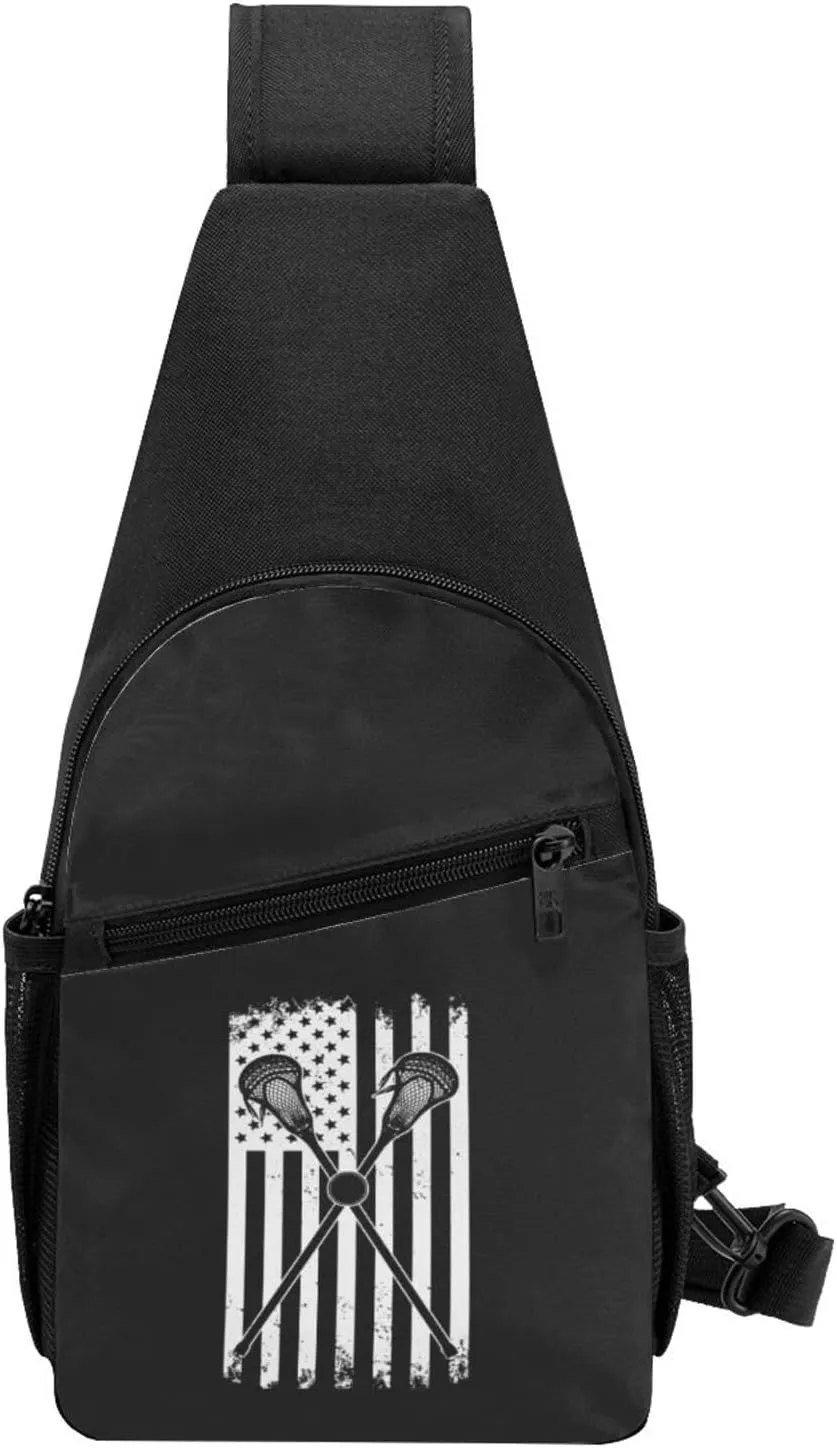 GERRIT American Flag Lacrosse Chest Pack Leisure Shoulder Crossbody Chest Bag