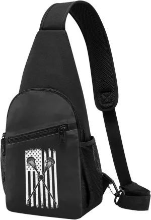 GERRIT American Flag Lacrosse Chest Pack Leisure Shoulder Crossbody Chest Bag
