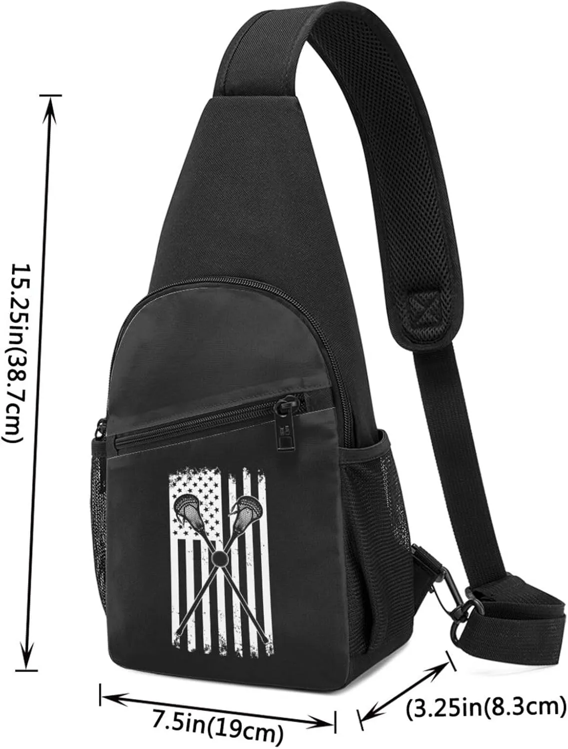 GERRIT American Flag Lacrosse Chest Pack Leisure Shoulder Crossbody Chest Bag
