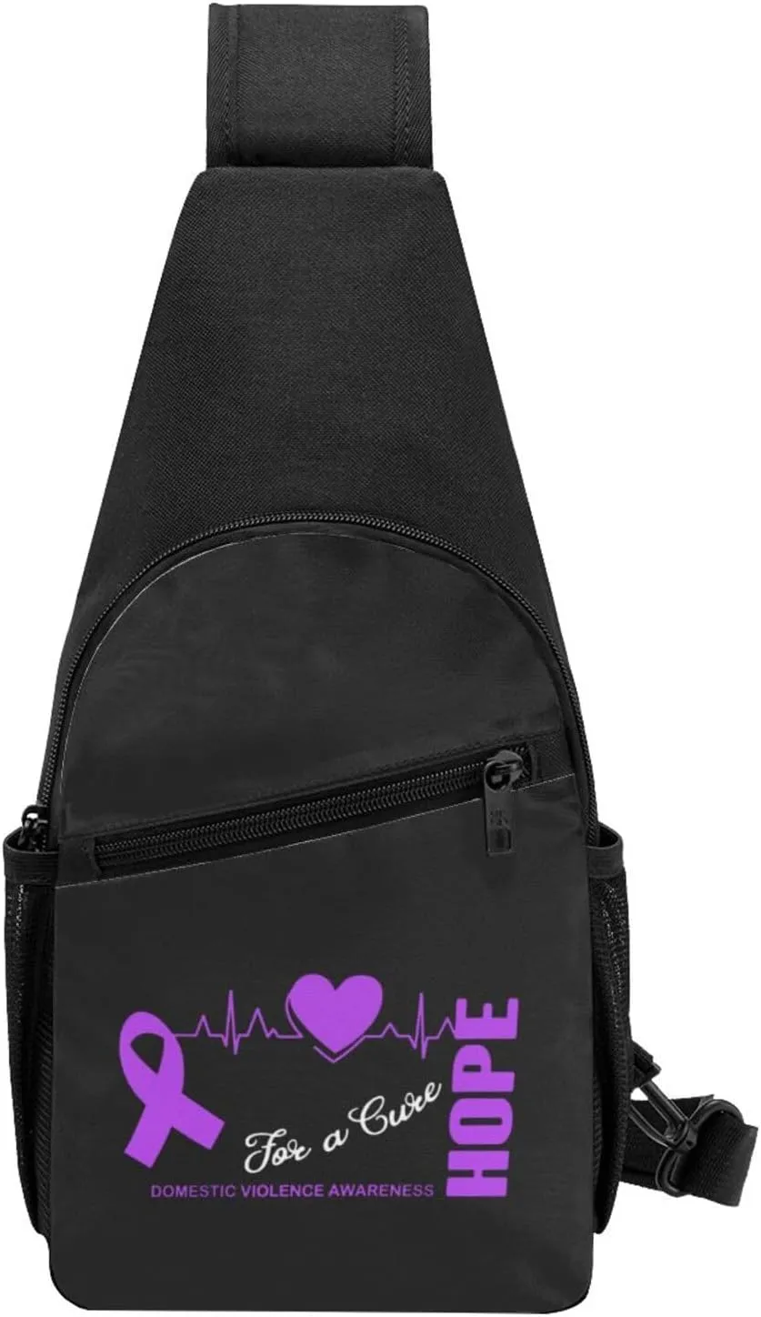 GERRIT Hope for a Cure Domestic Violence Awareness Chest Pack Leisure Shoulder Crossbody Chest Bag